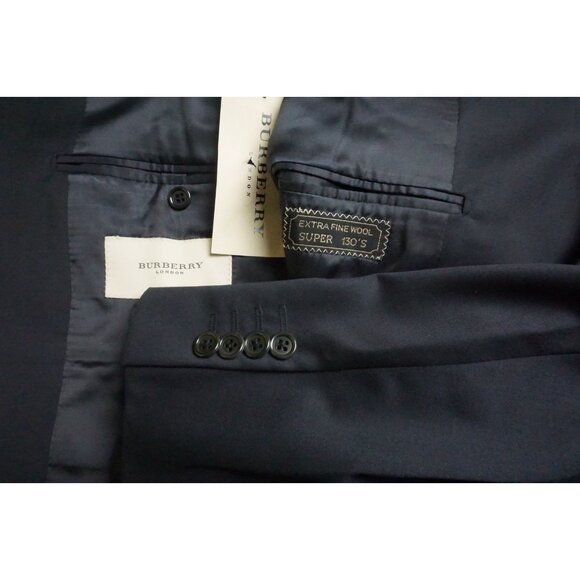 Burberry London Dark Blue S130s Wool 2 Pc Suit Jacket Pants 50R Brand NEW